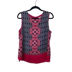 Rose & Olive Tank‎ Blouse Floral Sleeveless Chiffon Layered Multicolor Large